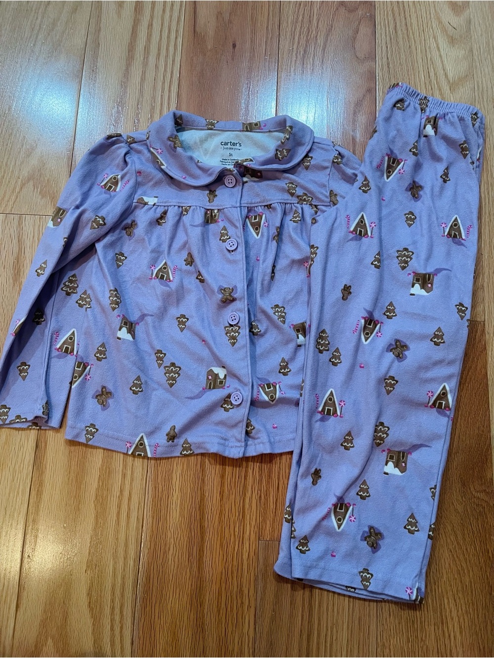 Carter's Lavender Gingerbread House Two-Piece Pajama Set